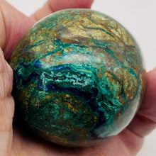 Load image into Gallery viewer, Azurite Chrysocolla Scrying Sphere | 2&quot; | 190g | Green Blue Tan | 1 Sphere |
