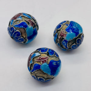 Phoenix Rising Fine Cloisonne Round Beads | 3 Beads | 16mm |