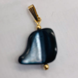 Black Lip Shell 14kgf Drop Pendant | 1" Long | Black White | 1 Pendant |