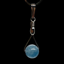 Load image into Gallery viewer, Aquamarine Sterling Silver Wire Wrap Spinner Pendant | 1" Long | Blue |
