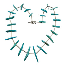 Load image into Gallery viewer, Natural Turquoise Fancy Drop Silver Tube Bead Necklace 200004
