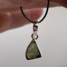 Load image into Gallery viewer, Moldavite 8.75ct Sterling Silver Triangle Pendant| 7/8&quot; Long | Green | 1 Pendant
