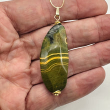 Load image into Gallery viewer, Ocean Jasper 14K Gold Filled Long Pendant | 2 1/2" Long| Green, Gold| 1 Pendant|
