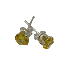 Load image into Gallery viewer, November Birthstone 5mm Lab Citrine Sterling Silver Earrings
