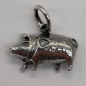 Lucky Pig Sterling Silver Charm | 1/2" Long | Silver | 1 Pendant |