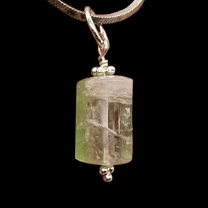 Natural Watermelon Tourmaline Sterling Silver Pendant | Pale Green, Pink. Clear|