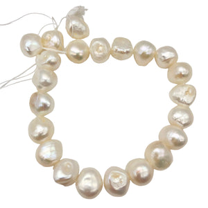 Baroque Creamy White FW Pearl 8" Strand| 9.5x9x6 to 13x9x6mm| White| 21 Pearls |