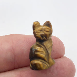 Adorable Tigereye Kitty Cat Figurine | 20x12x9mm | Golden Brown