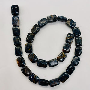 Pietersite Rectangle Bead Strand| 15x10x4mm | Deep Blue Black | 29 Beads |
