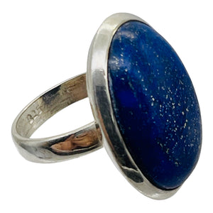 Gemstone Oval Lapis Lazuli Sterling Silver Ring | Size 8 | Blue Silver | 1 Ring|
