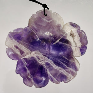 Amethyst Carved Pendant Flower | 55x8mm | Purple White | 1 Bead |