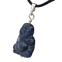 Load image into Gallery viewer, Namaste Hand Carved Sodalite Buddha and Sterling Silver Pendant, 1.5&quot; Long
