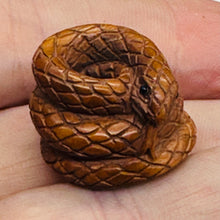 Load image into Gallery viewer, Year of the Snake 2025 Coiled Boxwood Bead | 1 Netsuke | | 17x22x23mm | Brown

