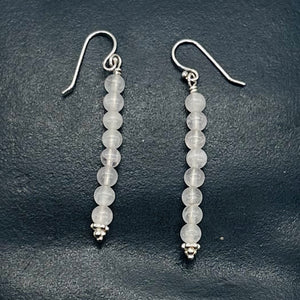 Light Pink Rose Quartz Sterling Silver Semi Precious Gemstone Earrings |2" Drop|