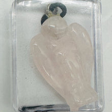 Load image into Gallery viewer, Pink Rose Quartz Angel Pendant Necklace Natural Gemstone 1 1/4 Inch
