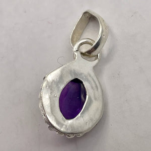 Amethyst Sterling Silver Drop Pendant | 3/4" Long | Purple | 1 Pendant |