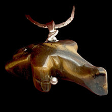 Load image into Gallery viewer, Tiger Eye Dolphin Pendant Necklace | Semi Precious Stone Jewelry | Silver |
