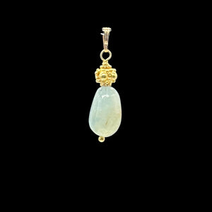 Aquamarine 14K Gold Filled Drop Pendant | 1 1/2" Long | Aqua | 1 Pendant |