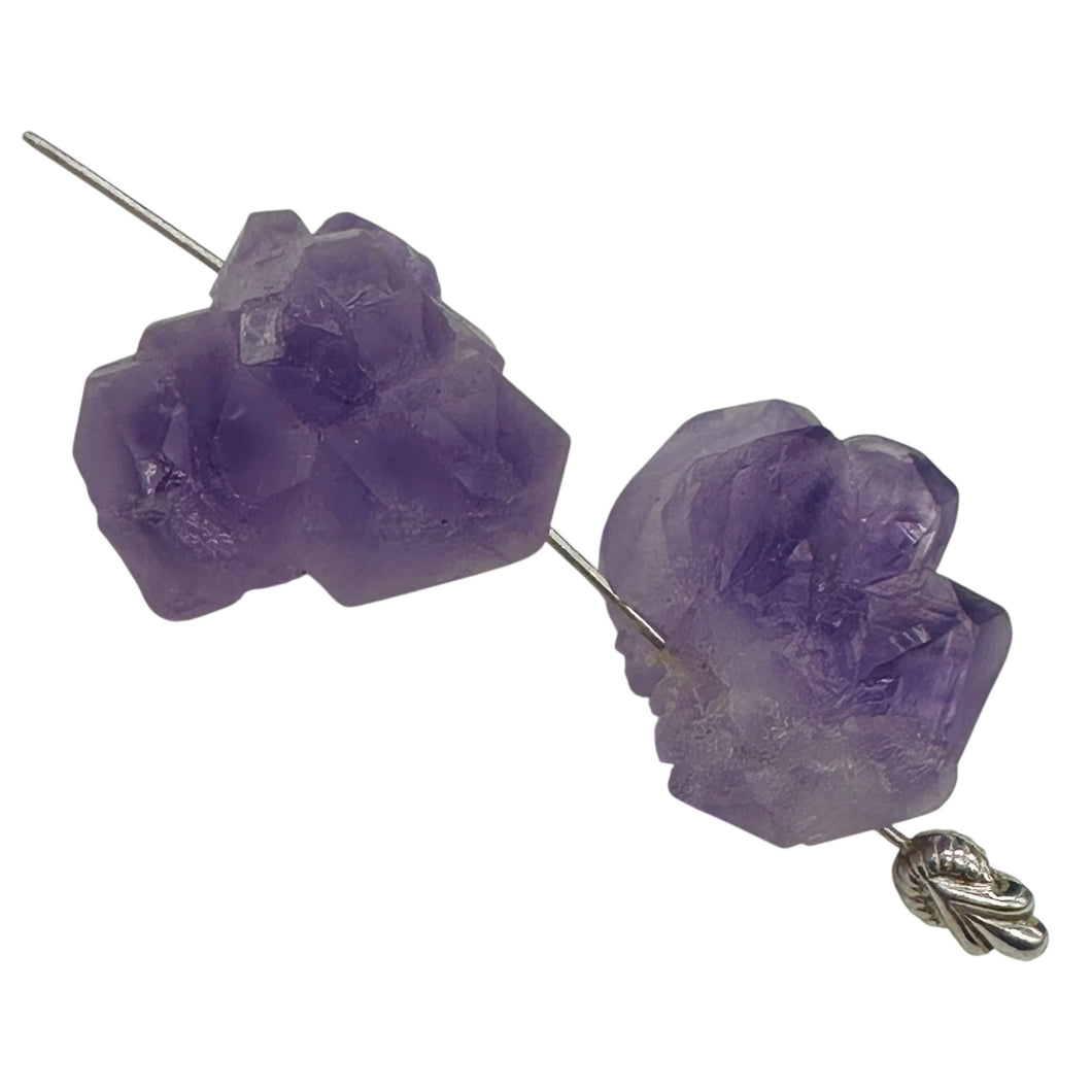Amethyst Natural Crystals Bead Parcel| 21x19x14 and 21x19x13mm| Purple| 2 Beads|
