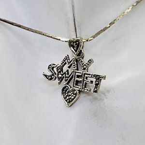 My Sweet Heart Marcasite Sterling Silver Pendant | 1" Long | Silver | 1 Pendant|