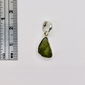 Moldavite 9.4ct Sterling Silver Teardrop Pendant | 7/8" Long| Green| 1 Pendant |