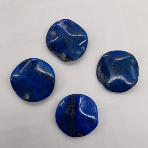 Rare Natural, Untreated Lapis Lazuli Carved Wavy Disc Beads | 24x4.5mm| 2 Beads|