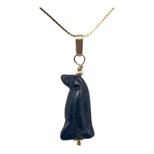 Load image into Gallery viewer, Blue Gold Stone Hand Carved Penguin &amp; 14Kgf Pendant| 1 3/8&quot; Long| Blue Spark |

