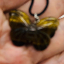 Load image into Gallery viewer, Tiger Eye Stone Butterfly Pendant | 1&quot; Long | Bronze | 1 Pendant Necklace |
