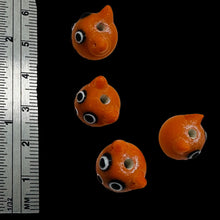 Load image into Gallery viewer, Kitty Cat Ceramic Round Beads | 15mm | Orange | 4 Beads |
