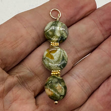 Load image into Gallery viewer, Raintree Rhyolite Jasper 14KGF Dangle Pendant | 2&quot; Long | Green, Pink |
