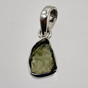 Moldavite 7.661ct Sterling Silver Triangle | 7/8" Long | Green | 1 Pendant |