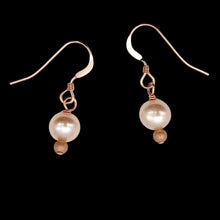 Load image into Gallery viewer, AAA Natural White 6mm Pearl 14k Rose Gold Filled Earrings | 1 inch drop |
