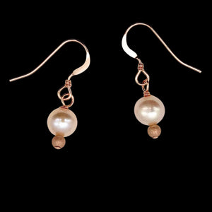 AAA Natural White 6mm Pearl 14k Rose Gold Filled Earrings | 1 inch drop |