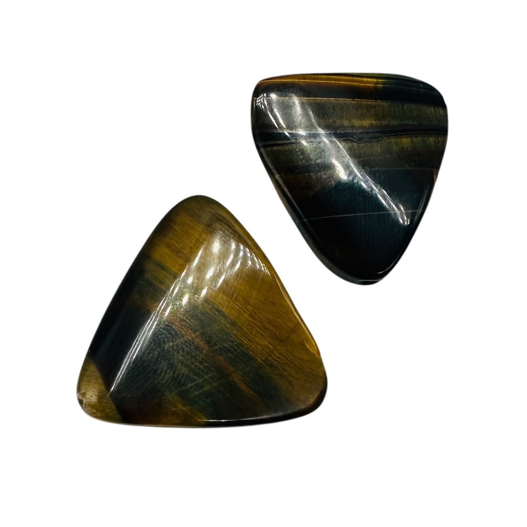 Tiger Eye Triangle Bead Parcel | 30x7mm | Bronze, Blue, Black | 2 Beads |
