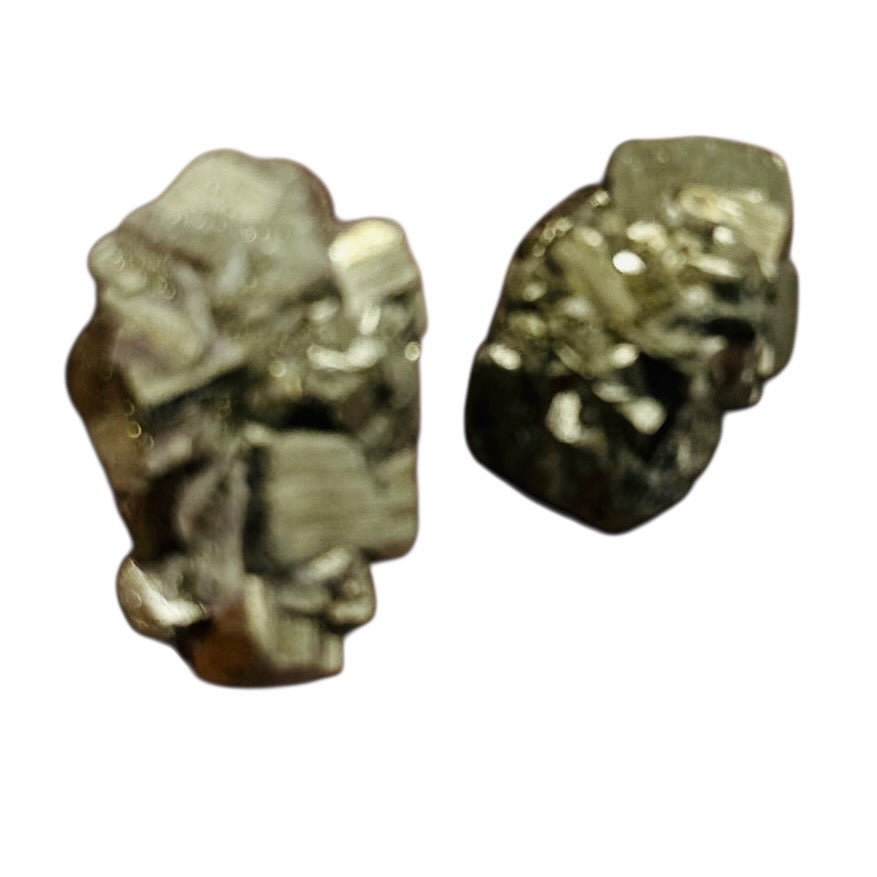 Pyrite Crystal Nugget Beads | 28x19x15mm to 29x17x16mm | Silver Gold | 2 Beads |