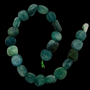 Kyanite Polished Rounded Nugget 8" Strand | 10x10x6mm | Green, Silver| 22 Beads|