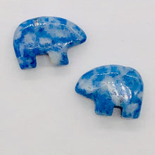 Load image into Gallery viewer, 2 Roar Hand Carved Natural Lapis Bear Beads 9252LP | 15x12x4mm | Blue and White
