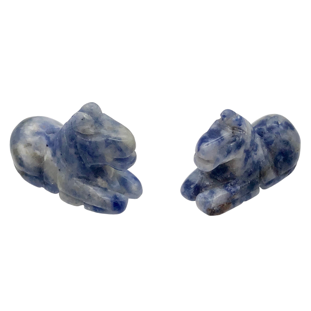Trusty 2 Carved Sodalite Horse Pony Animal Beads | 20x14x8mm | Blue