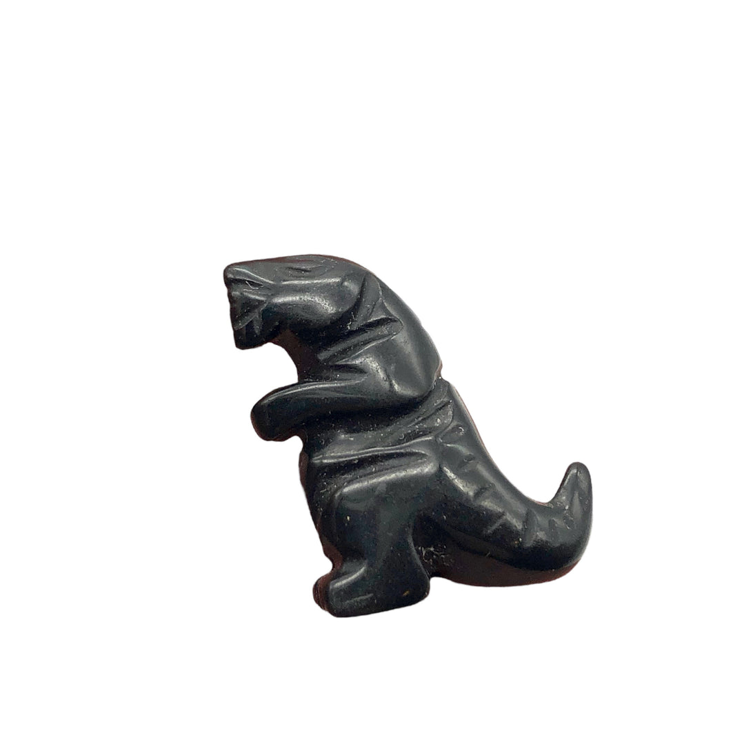 T-Rex Dinosaur Carved Obsidian Tyrannosaurus Rex Figurine | 21x18.5x7mm | Black