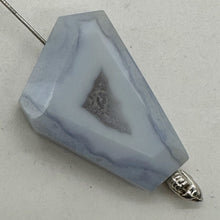 Load image into Gallery viewer, Chalcedony Druzy 52ct Designer Cut Pendant Bead| 34x24x10mm|Blue|1 Pendant Bead|
