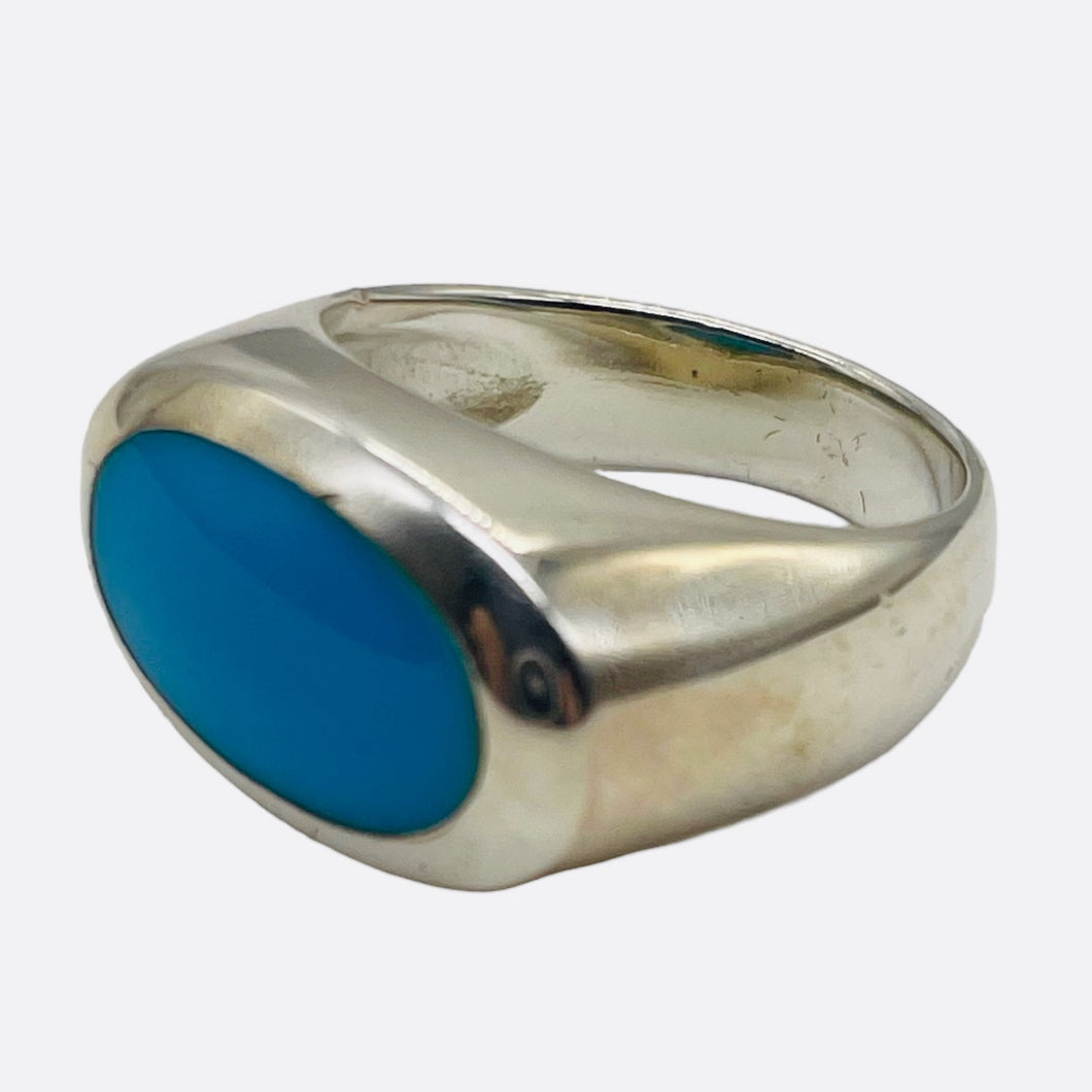 Turquoise Sterling Silver Oval Ring | Size 8 | Blue | 1 Ring |