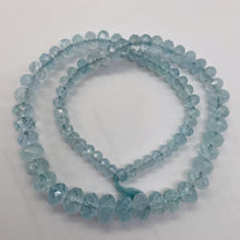 Load image into Gallery viewer, Aquamarine Gem Graduated Faceted Rondelle Bead Strand| 12x7 - 6x4mm| Blue|79 Bds
