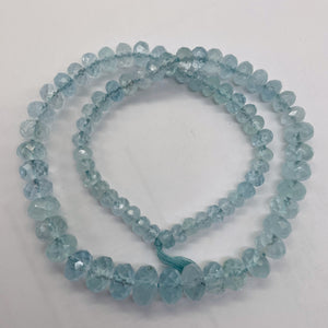 Aquamarine Gem Graduated Faceted Rondelle Bead Strand| 12x7 - 6x4mm| Blue|79 Bds