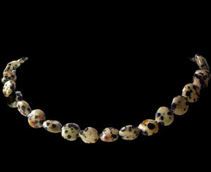 Rustic Dalmatian Jasper Coin Bead 8 inch Strand 008459A