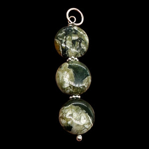 Raintree Rhyolite Jasper Sterling Silver Pendant | 2" Long | Green, Pink |