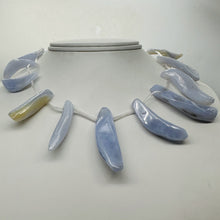 Load image into Gallery viewer, Blue Chalcedony Natural Beads 95g Strand | 47x7 to 45x7mm | 16 Beads |
