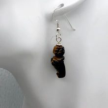 Load image into Gallery viewer, Tiger Eye Venus Goddess of Willendorf Sterling Earrings| 1 3/4&quot; Long | Bronze |
