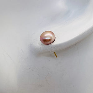 Pearl 14K Gold Stud Round Earrings | 7mm | Rosy Pink | 1 Pair |