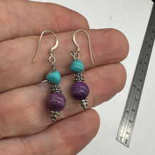 Load image into Gallery viewer, Designer Lavenderite - Turquoise with Solid Sterling Silver Earrings 5708

