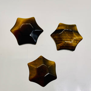 3 Twinkling Carved Tiger Eye 6-Point Star Beads 9245Te